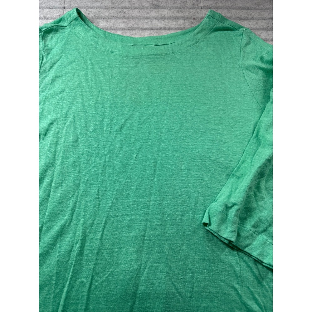 J. Jill Love Linen Green Layered Hem Tunic Top 3/4 Sleeve Plus Size 3X